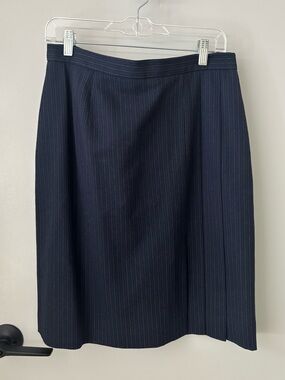 Vintage JH Collectibles Navy Pinstripe Wool Skirt